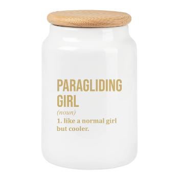 Paragliding Girl Lustiges Zitat - Keksdose mit Holzdeckel - Weiß - Vorne