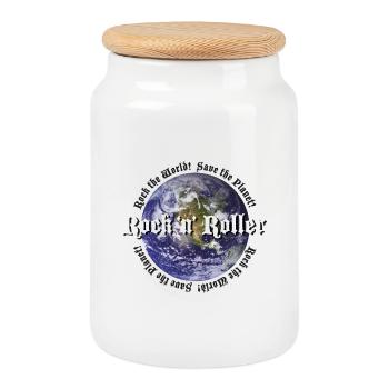 Rock the World Save the Planet - Keksdose mit Holzdeckel - Weiß - Vorne