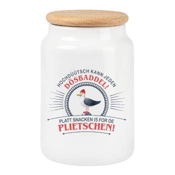 Le bas allemand parce que le haut-allemand peut être parlé par tout le monde Dösbaddel - Boîte à biscuits avec couvercle en bois - blanc - Devant