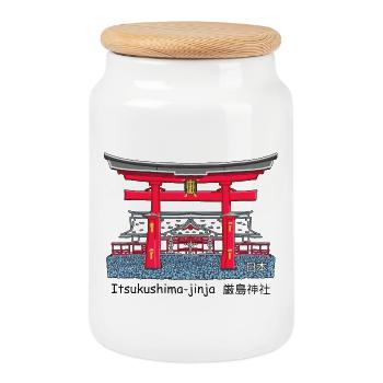 Itsukushima Shrine, Miyajima, Hiroshima. Japan - Cookie Jar with Wooden Lid - white - Front