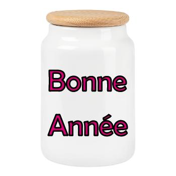 BONNE ANNEE. SAINT SYLVESTRE. NOUVELLE ANNÉE - Boîte à biscuits avec couvercle en bois - blanc - Devant