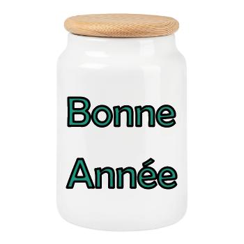 BONNE ANNEE. SAINT SYLVESTRE. NOUVELLE ANNÉE - Boîte à biscuits avec couvercle en bois - blanc - Devant