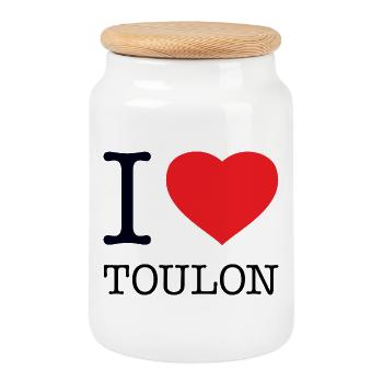 I LOVE TOULON - Cookie Jar with Wooden Lid - white - Front