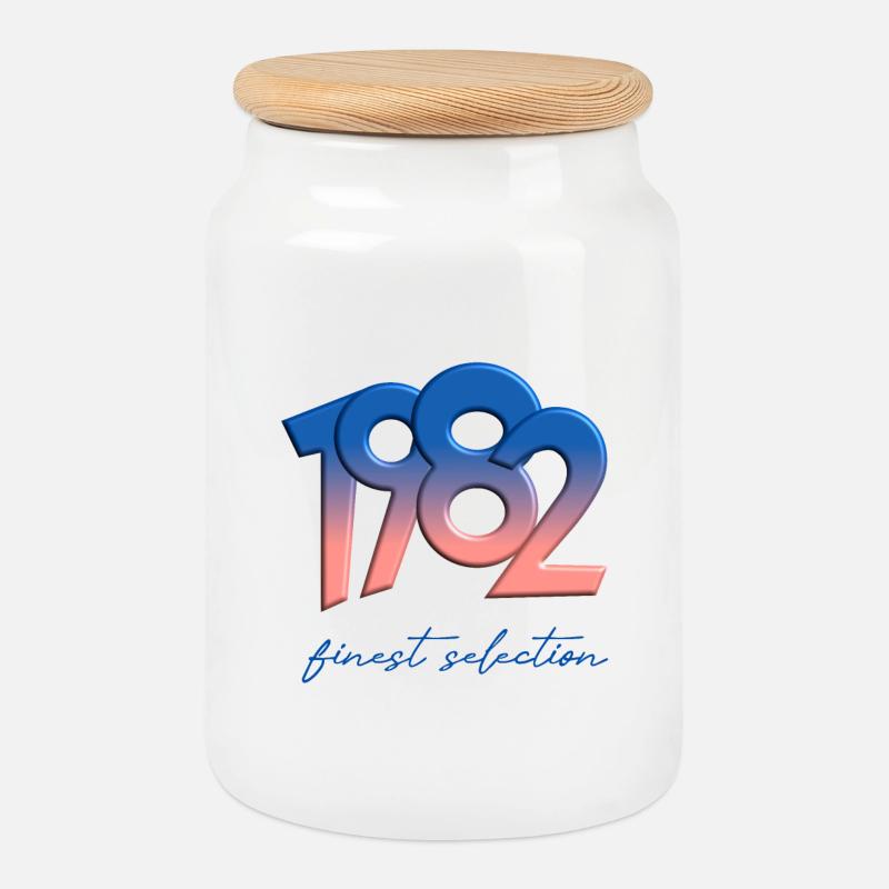 1982 - finest selection - Cookie Jar with Wooden Lid - white