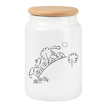 le monde comme je l’aime - Boîte à biscuits avec couvercle en bois - blanc - Devant