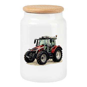 Tracteur - Boîte à biscuits avec couvercle en bois - blanc - Devant