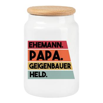 Ehemann Papa Geigenbauer Held - Keksdose mit Holzdeckel - Weiß - Vorne