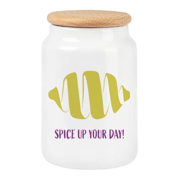 Spice up your day Lemon Lemon Peel - Cookie Jar with Wooden Lid - white - Front