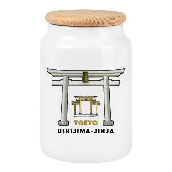 Tokyo, Ushijima-jinja, Torii, Japan Zeichnung - Keksdose mit Holzdeckel - Weiß - Vorne