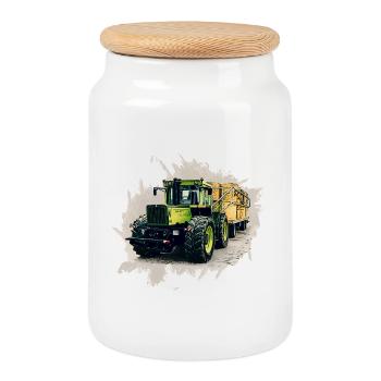MB trac 1300 TRAC avec remorque - Boîte à biscuits avec couvercle en bois - blanc - Devant