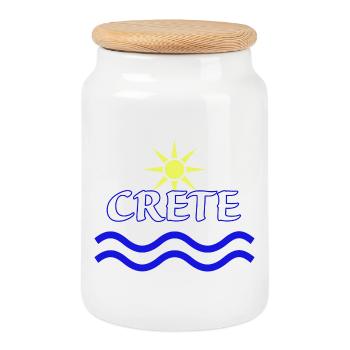 Sonne und Meer Kreta Logo Design - Keksdose mit Holzdeckel - Weiß - Vorne