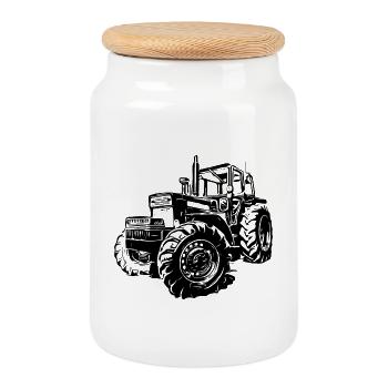 BM 814 Turbo Traktor - Keksdose mit Holzdeckel - Weiß - Vorne