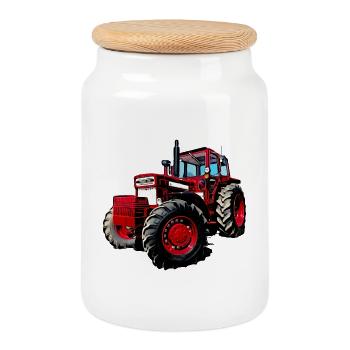 V BM 814 Turbo Traktor - Keksdose mit Holzdeckel - Weiß - Vorne