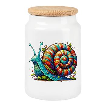 Snail - Cookie Jar with Wooden Lid - white - Front