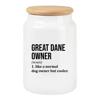 Great Dane - Cookie Jar with Wooden Lid - white - Front