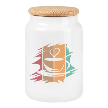 retro Kaffee abstrakt Herz Cafe Liebe Symbol icon - Keksdose mit Holzdeckel - Weiß - Vorne