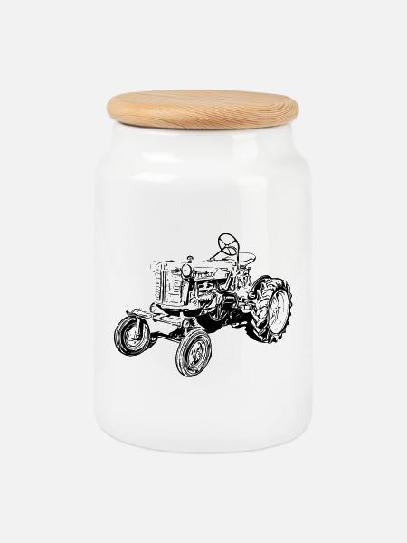 Farmall Cub - Keksdose mit Holzdeckel - Weiß