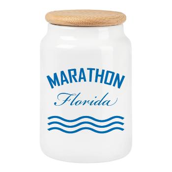 Marathon Florida Aquarell Stil - Keksdose mit Holzdeckel - Weiß - Vorne