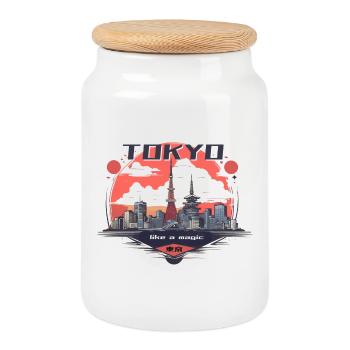 Tokyo City is Like a Magic - Keksdose mit Holzdeckel - Weiß - Vorne