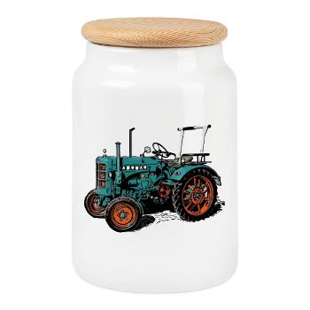 Hanomag R16 Traktor - Keksdose mit Holzdeckel - Weiß - Vorne