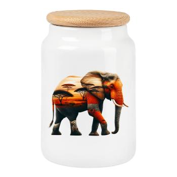 Elefant - Keksdose mit Holzdeckel - Weiß - Vorne