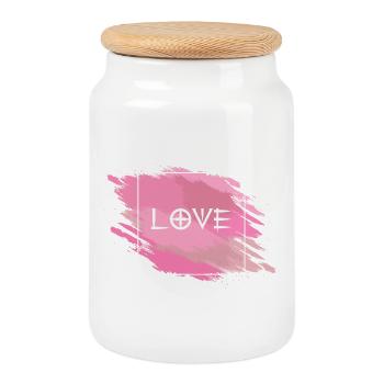 LOVE - Keksdose mit Holzdeckel - Weiß - Vorne