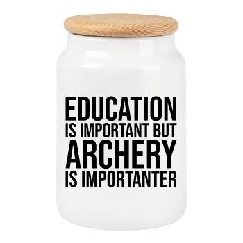 Archery - Cookie Jar with Wooden Lid - white - Front
