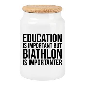 Biathlon - Cookie Jar with Wooden Lid - white - Front