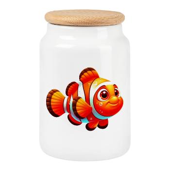 Clownfish - Cookie Jar with Wooden Lid - white - Front