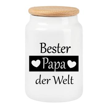 Fête des pères 2026 cadeau Papa Papa Meilleur Papa Jamais - Boîte à biscuits avec couvercle en bois - blanc - Devant
