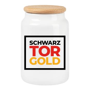 Deutsche Sport Mannschaften - SchwarzTorGold Box - Keksdose mit Holzdeckel - Weiß - Vorne