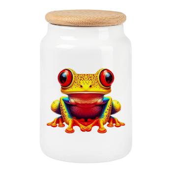 Frosch - Keksdose mit Holzdeckel - Weiß - Vorne