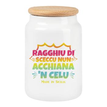 Sicily t-shirt t-shirt Sicilian proverb - Cookie Jar with Wooden Lid - white - Front
