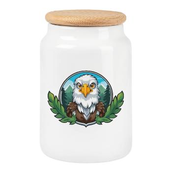 Gardien du pygargue à tête blanche dans la forêt - Boîte à biscuits avec couvercle en bois - blanc - Devant