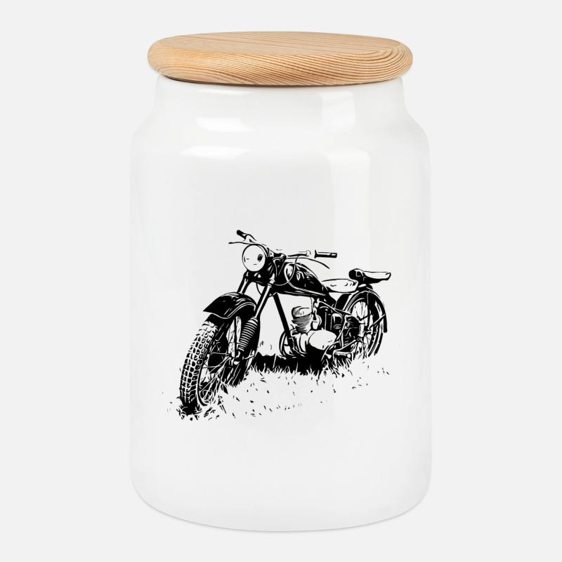 Zschopau DDR Motorrad - Keksdose mit Holzdeckel - Weiß