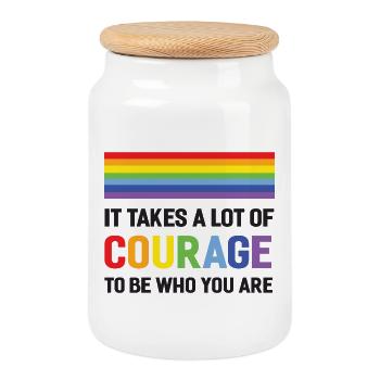LGBTQ Pride Month – Es braucht viel Mut - Keksdose mit Holzdeckel - Weiß - Vorne