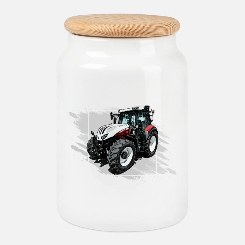 Steyr Traktor - Keksdose mit Holzdeckel - Weiß