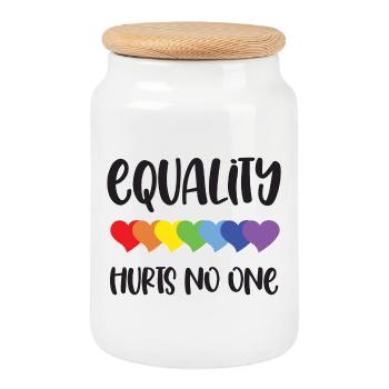 Mois de la fierté LGBT - L’égalité ne fait de mal à personne - Boîte à biscuits avec couvercle en bois - blanc - Devant