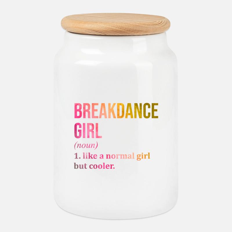 Breakdance - Keksdose mit Holzdeckel - Weiß