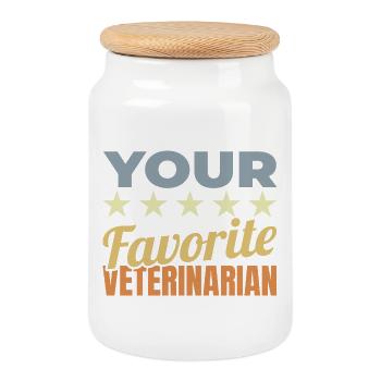 Your preferred veterinarian - Cookie Jar with Wooden Lid - white - Front