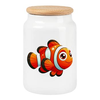 Clownfish - Cookie Jar with Wooden Lid - white - Front