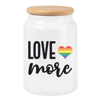 LGBT Pride Month - Love More - Cookie Jar with Wooden Lid - white - Front