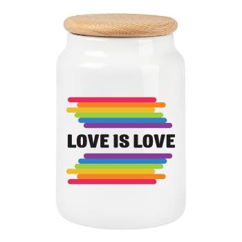 LGBT Pride Monat - Liebe ist Liebe - Keksdose mit Holzdeckel - Weiß - Vorne