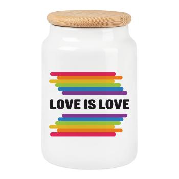 LGBT Pride Monat - Liebe ist Liebe - Keksdose mit Holzdeckel - Weiß - Vorne