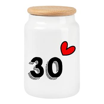 30. 30 YEARS. 30th ANNIVERSARY. 30 YEARS ANNIVERSARY. - Cookie Jar with Wooden Lid - white - Front