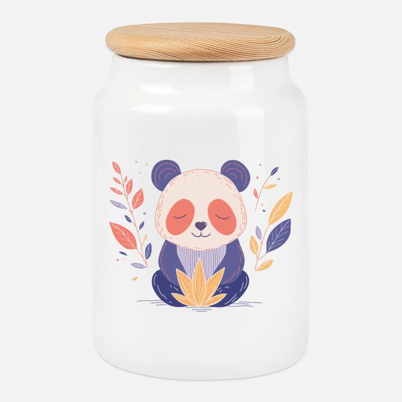 Yogi Panda - Keksdose mit Holzdeckel - Weiß