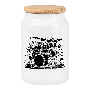 Croquis de tambour - Boîte à biscuits avec couvercle en bois - blanc - Devant