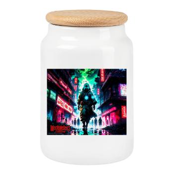Ville Apocalyptique - Boîte à biscuits avec couvercle en bois - blanc - Devant