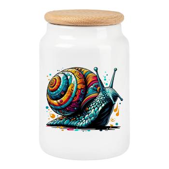 Snail - Cookie Jar with Wooden Lid - white - Front