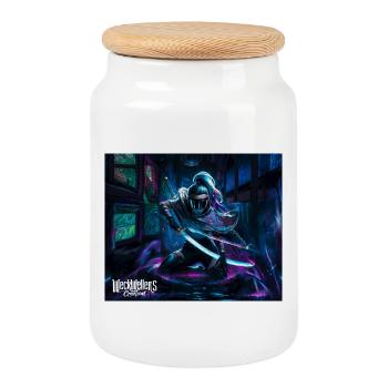 Graffiti Anime Samurai - Cookie Jar with Wooden Lid - white - Front